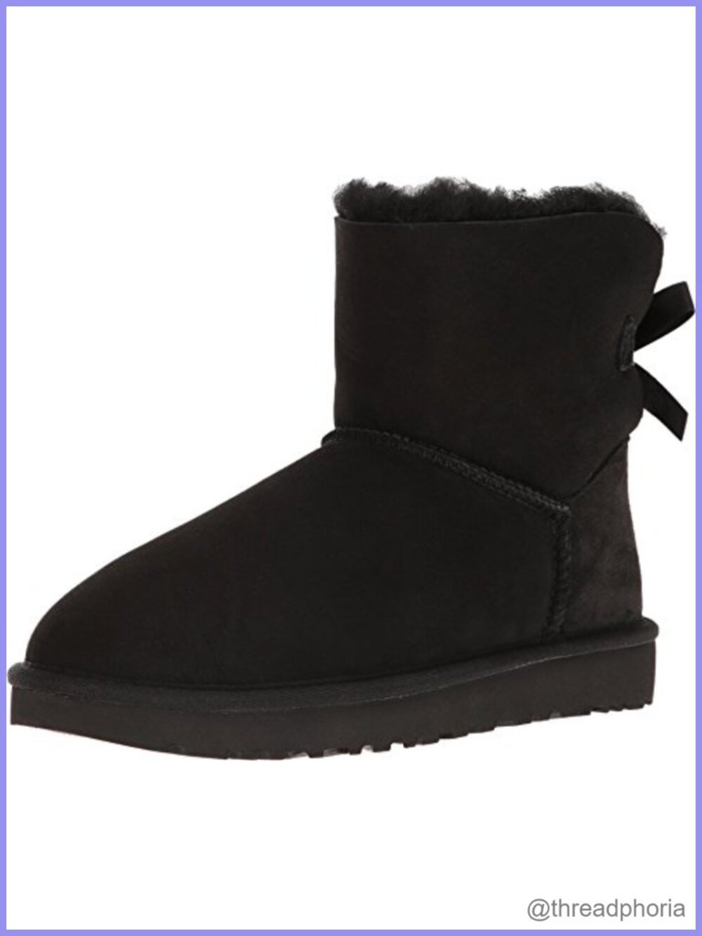 Sheepskin Suede Ankle Boots with Satin Bow Water Resistant